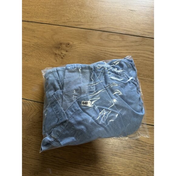 Old Navy Women Dress Size Medium Pleated Button Down Long Sleeve Chambray Blue - Picture 10 of 11